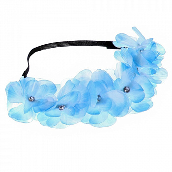 Голубая повязка на голову с цветами